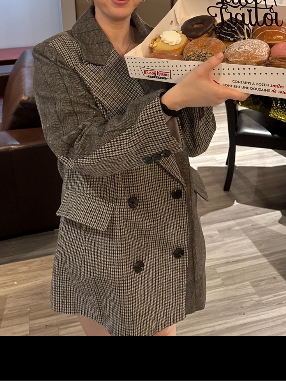 7 For All Mankind Gray & Black Herringbone Coat